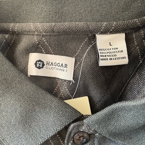 Haggar Argyle Double Jacquard Polo Vine Heather Sz L - Picture 5 of 6